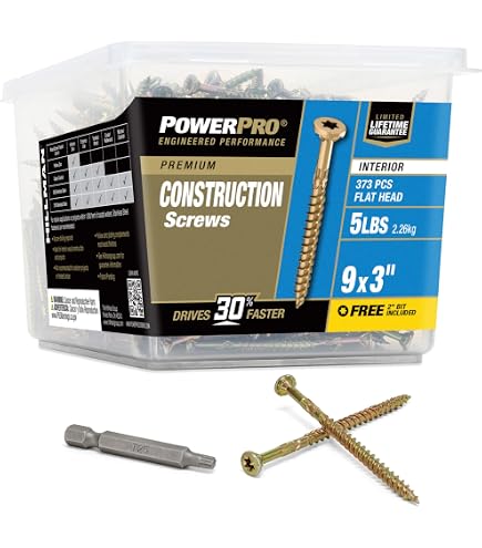 Amazon.com: Power Pro Premium Exterior Wood Screws, #9 x 3 Inch
